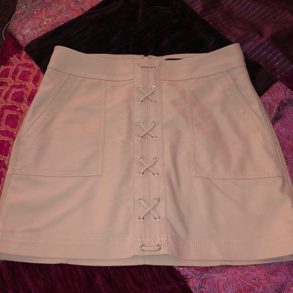 Express light pink mini skirt with lacing detail 6